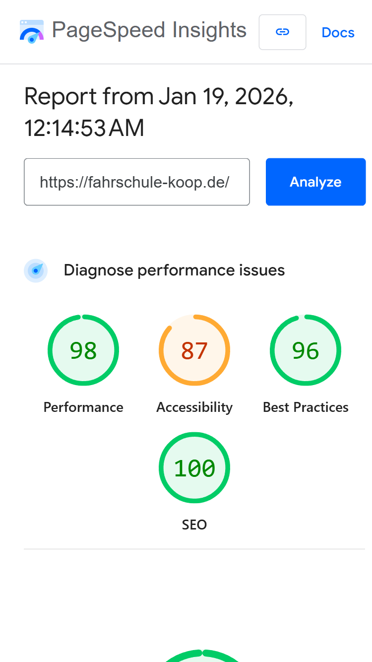 Lighthouse Performance Score